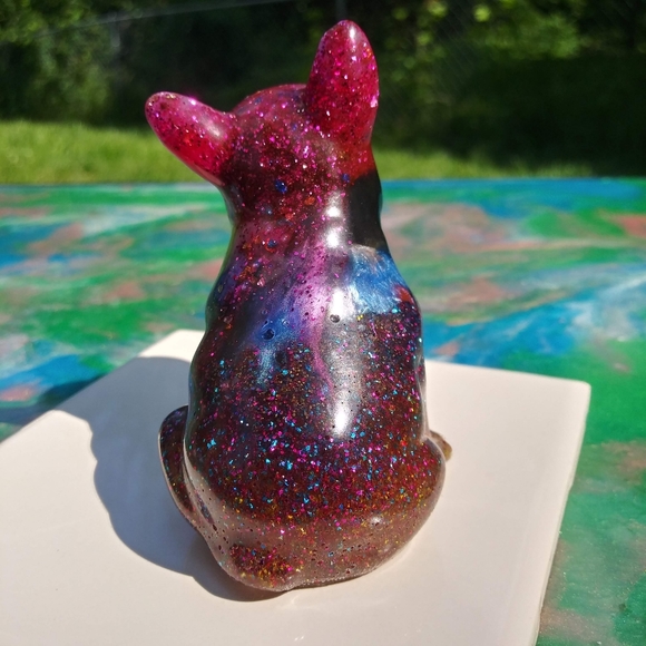 🐕SOLD🐕 Cute Frenchie Bulldog Resin Art Cute Sparkles Gift Shiny Handmade - Picture 15 of 15